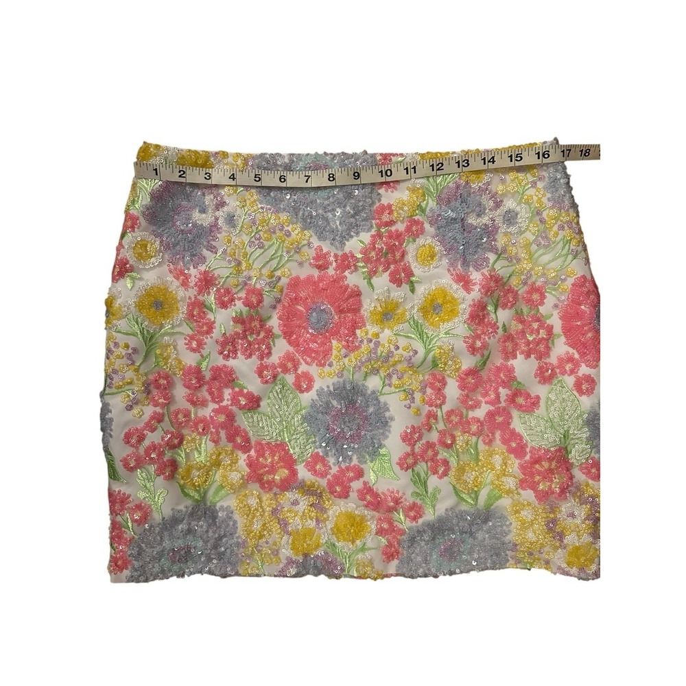 Lilly Pulitzer Kels Sequin Mini Skirt Multi Views from a Via Floral Sz 12 NEW - Picture 11 of 14